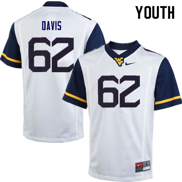 Youth #62 Zach Davis West Virginia Mountaineers College Football Jerseys Sale-White
